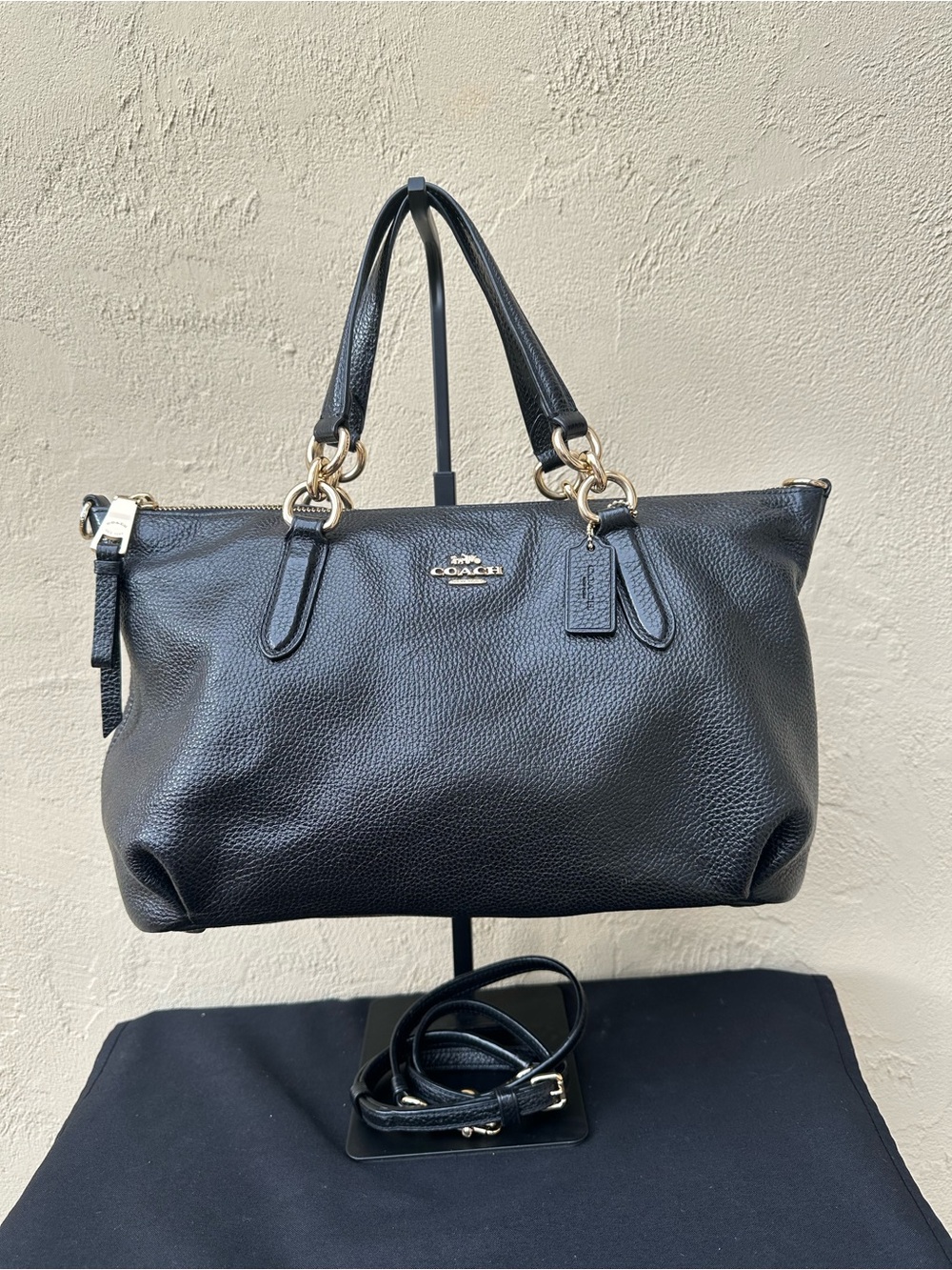 🖤 Coach Black Pebbled Leather Ally Satchel F30565 🖤